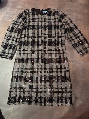 Draper James Black and gray Sequin Plaid Mini Dress